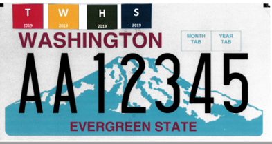 Washington tow truck license plate with 4 indicator tabs